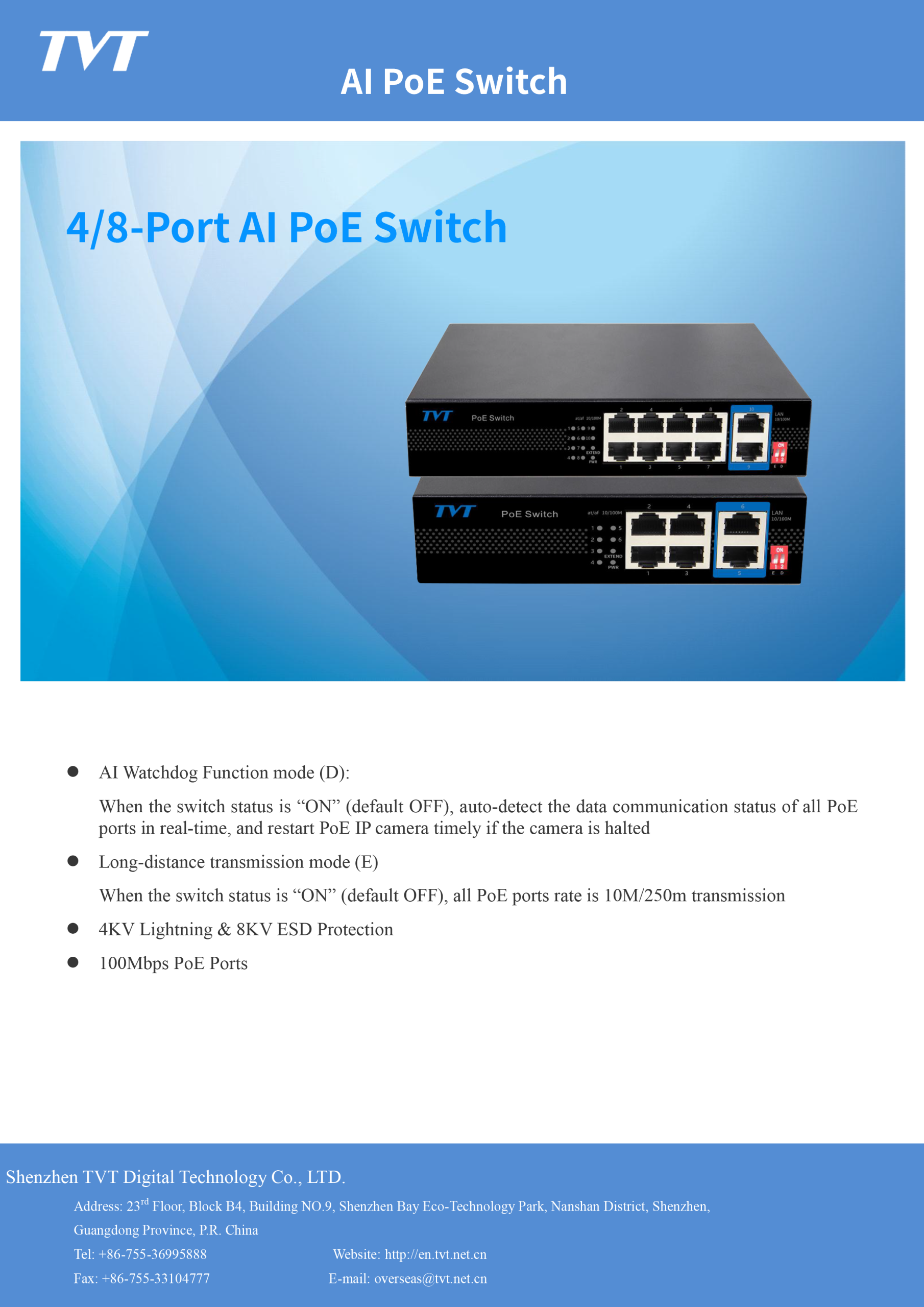 TVT 8 + 2 UPLINK 1000GIGA POE Switch (code:4083) - Image 2