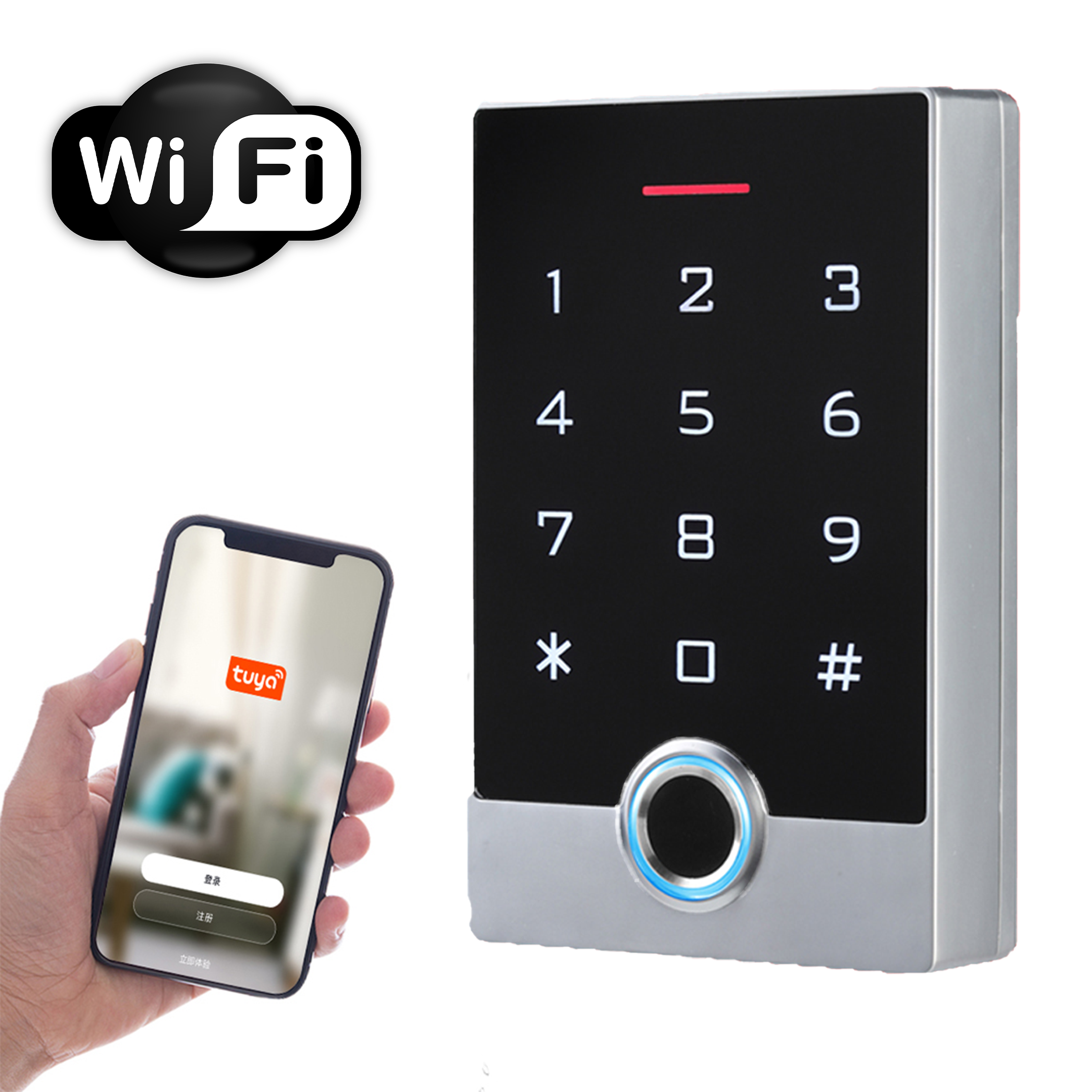 WiFi Tuya App Door Opener Waterproof Fingerprint Access Control RFID Card Access Controller (code:3593)