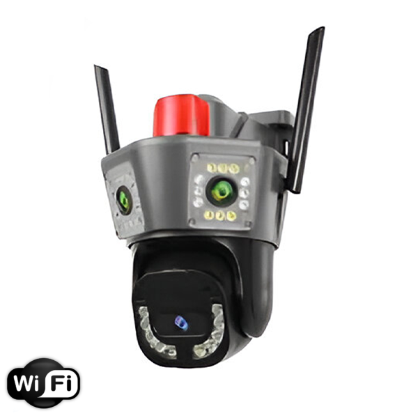 WiFi Triple Lens 9Mp CCTV Camera with Two Way Audio, Night Vision Color ( Code:1028 )
