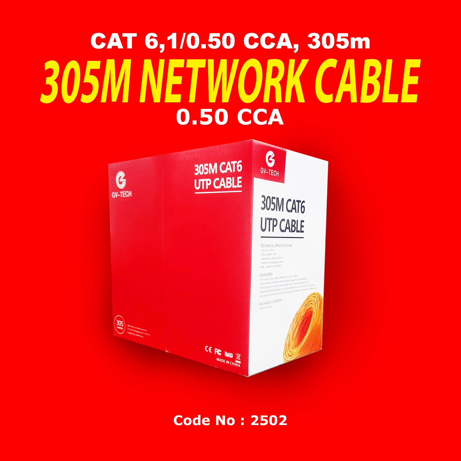 Cat 6 Copper Mix Network 305m Cable (Code-2502)