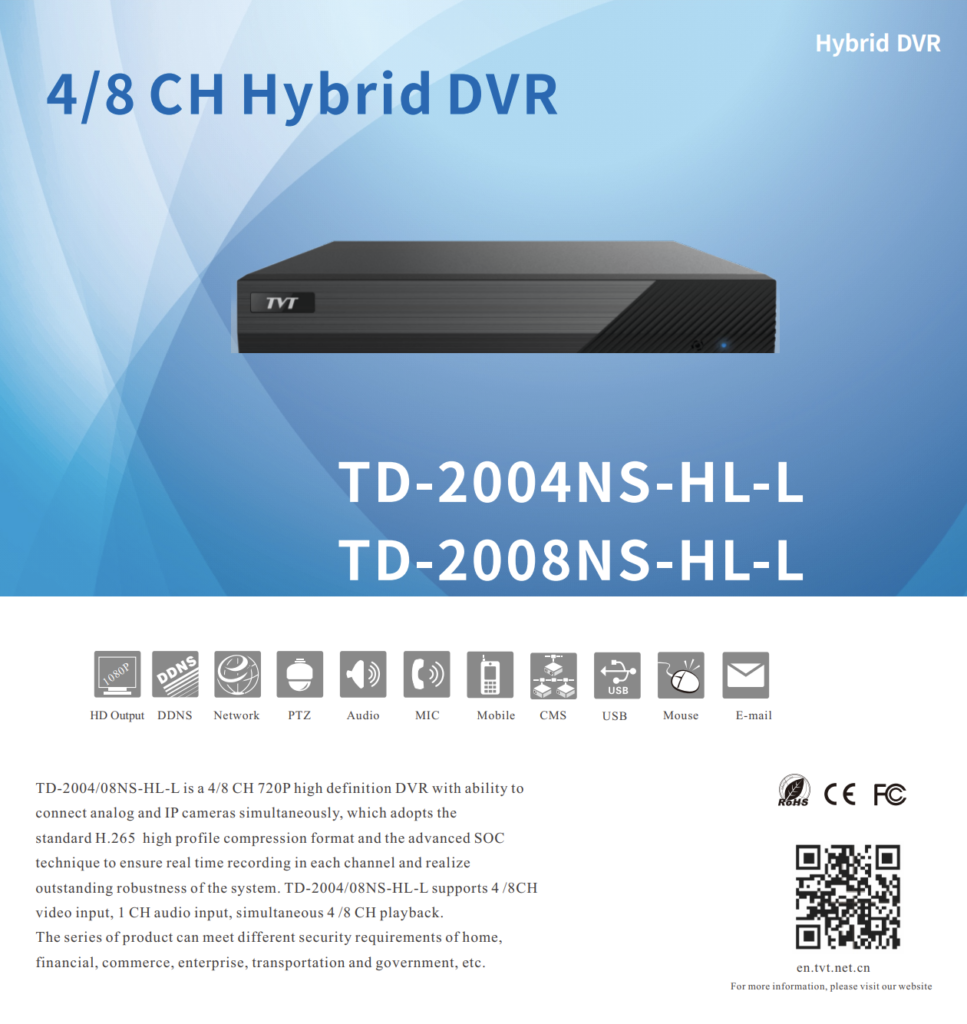 TVT DVR 4CH 2MP DVR CCTV Video Recorder (Code:4074) - Image 3