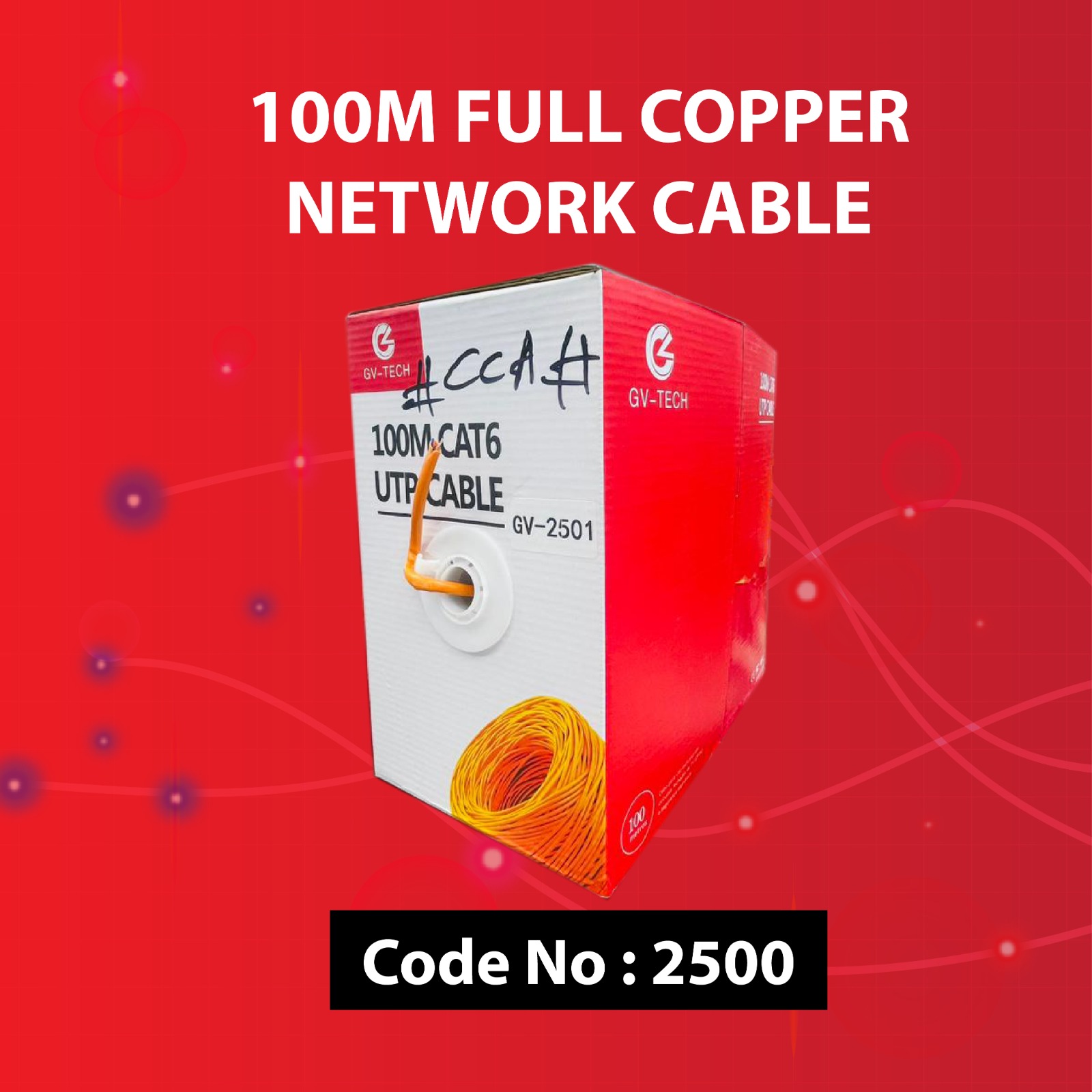 Cat 6 Full Copper Network 100m Cable 0.52 (Code:2500)